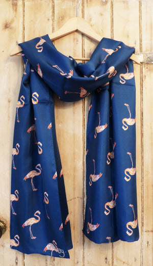 Flamingo blue silk twill scarf
